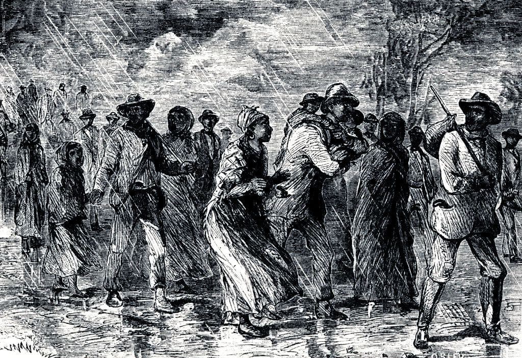 Historical illustration of the Underground Railroad network across Northern states