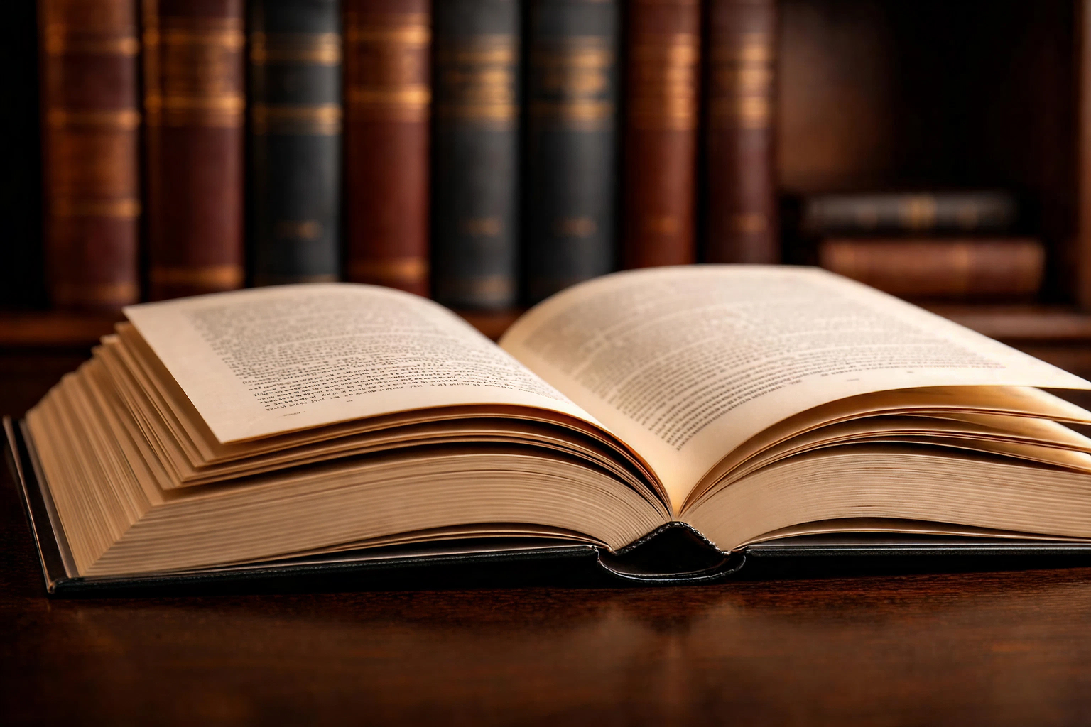 Illustration of an open law book with library backdrop